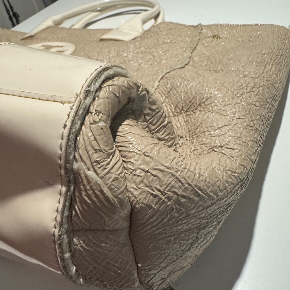 Tory Burch Beige Textured Ella  Tote with shearling - Picture 3 of 11
